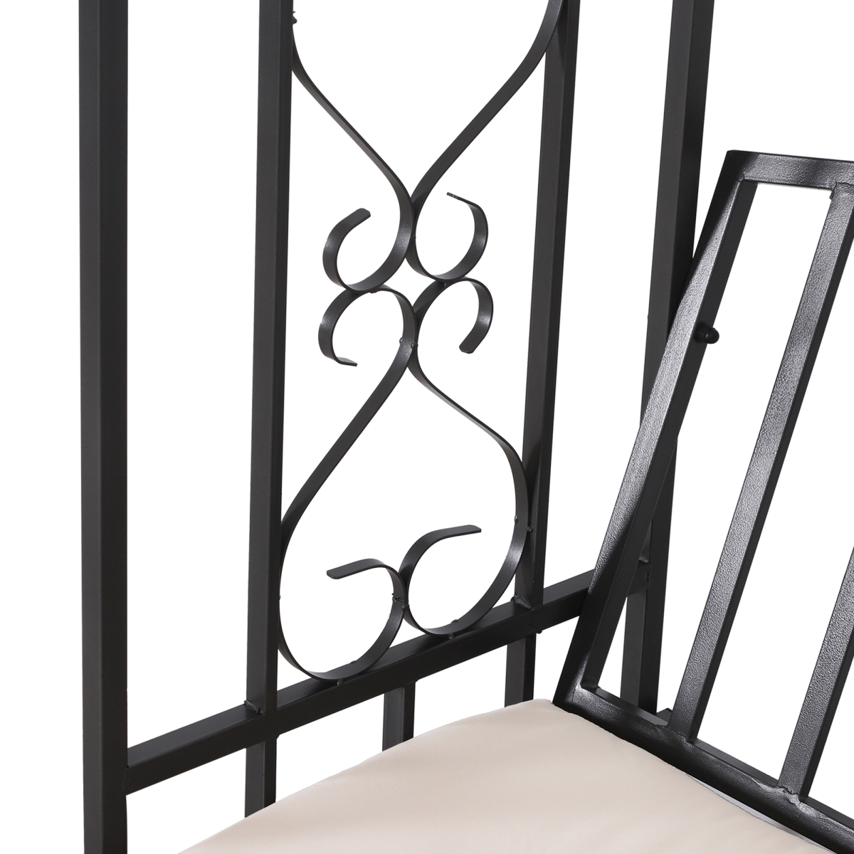 Outsunny Grey Metal Bench with Arch, 114 cm, Two-Seater