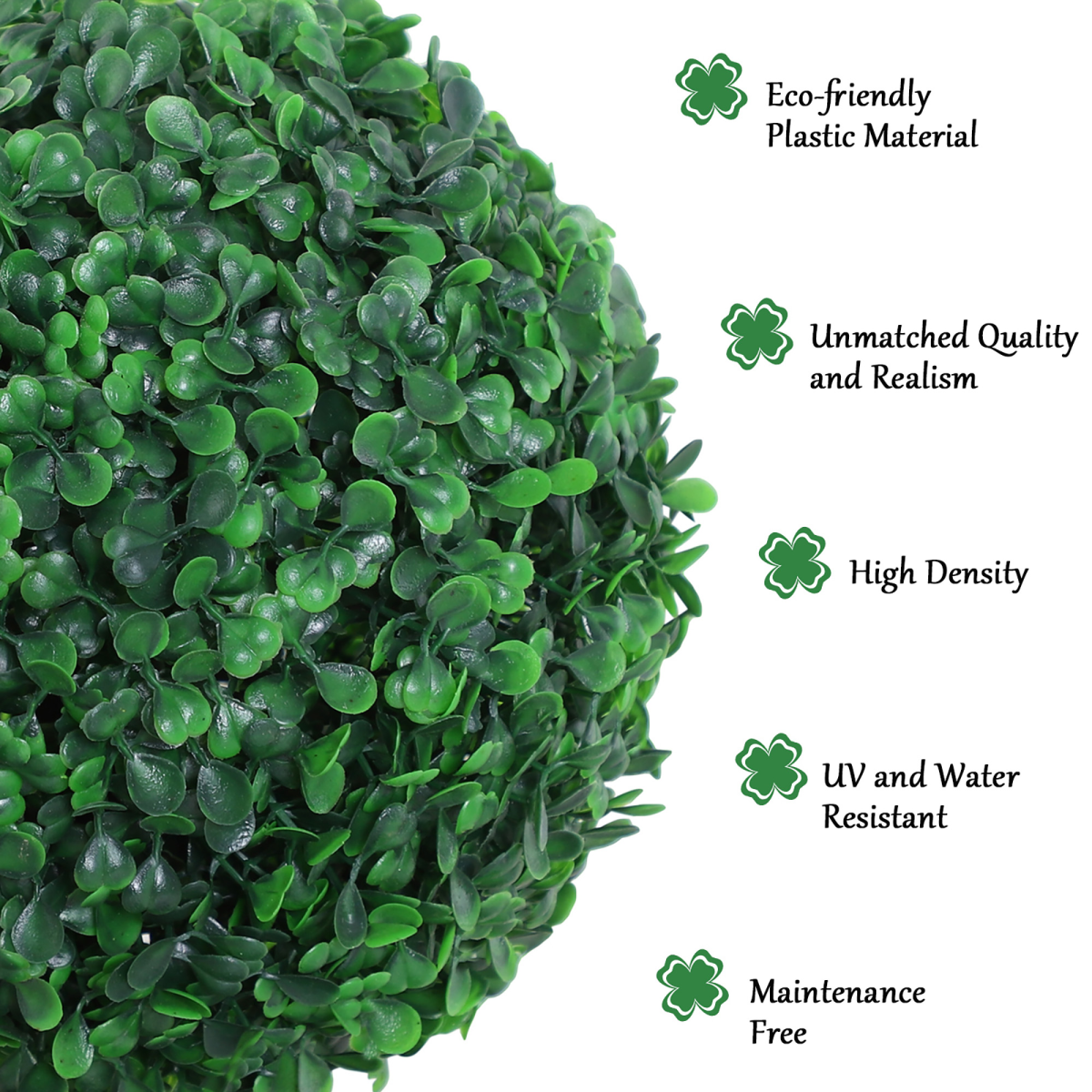 Outsunny Set of 2 Artificial Boxwood Topiary Trees with 3 Balls, Green PE Plants