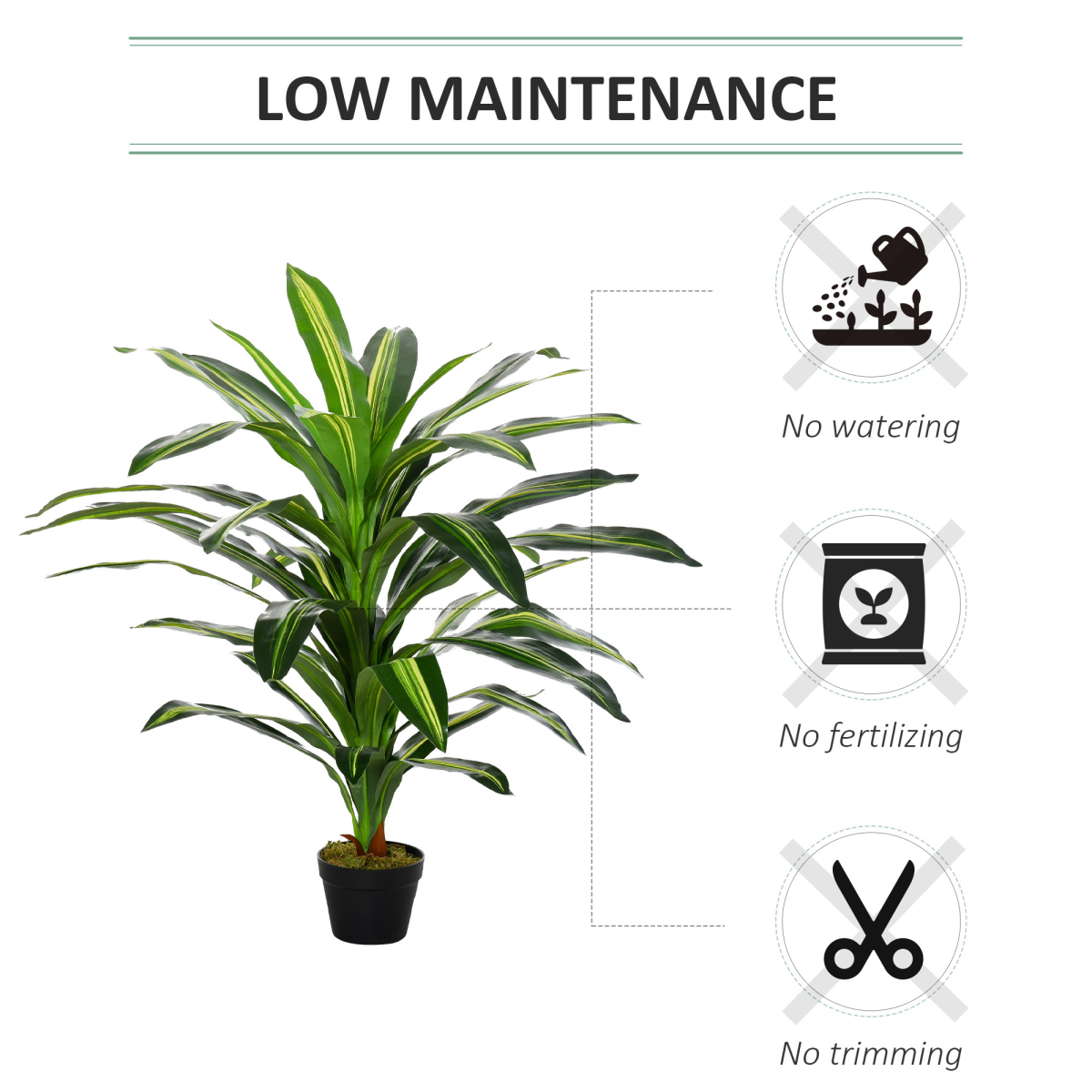 110cm Artificial Dracaena Tree Decorative Plant with 40 Leaves