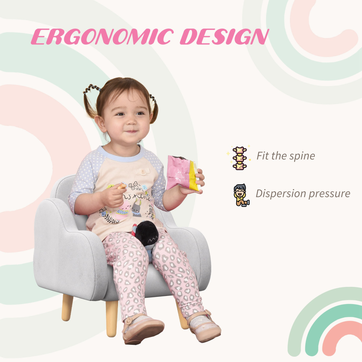 ZONEKIZ Cloud-Shaped Toddler Armchair, Grey Kids Mini Chair