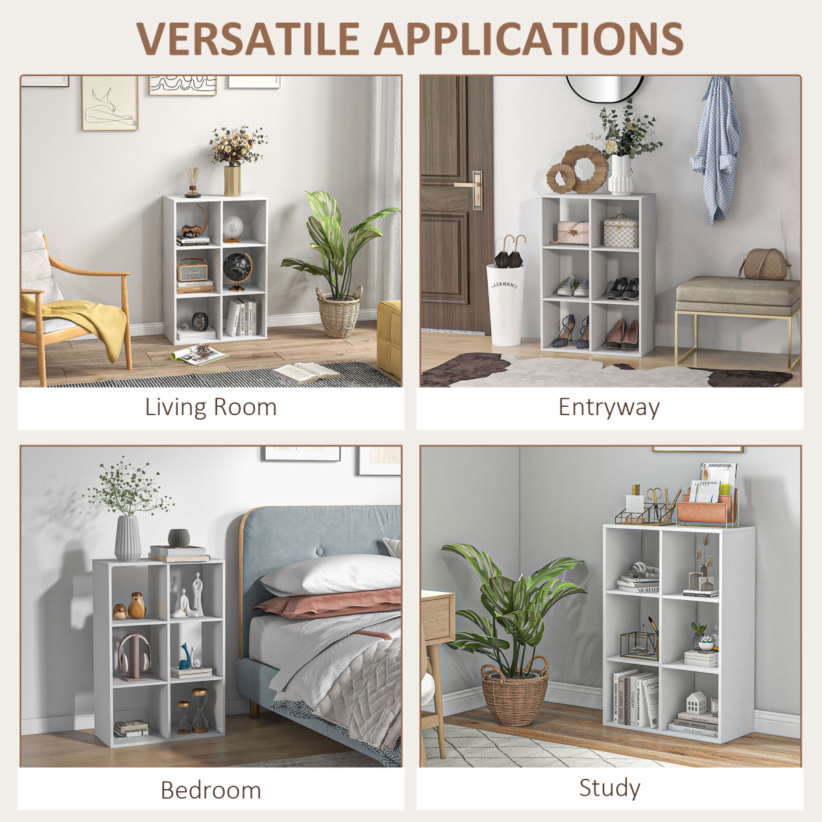 White 6-Cube Storage Cabinet Bookcase Shelf Unit