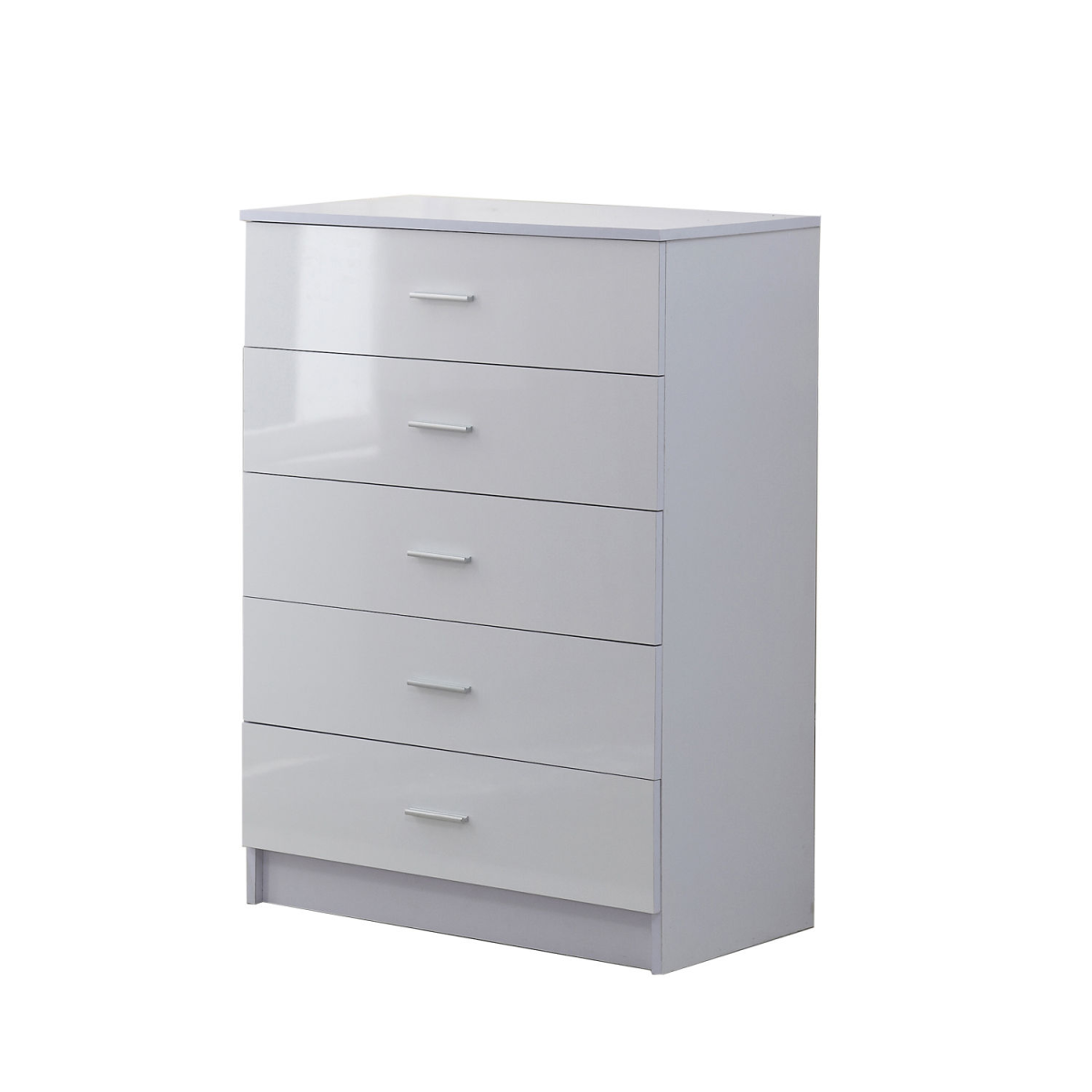HOMCOM White High Gloss 3-Piece Bedroom Furniture Set with 2-Door Wardrobe, 5-Drawer Chest and 2-Drawer Bedside Table