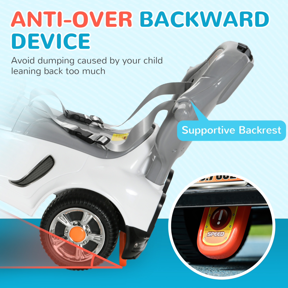 AIYAPLAY 3-in-1 Ride On Push Car with Light-Up Robot Design, White