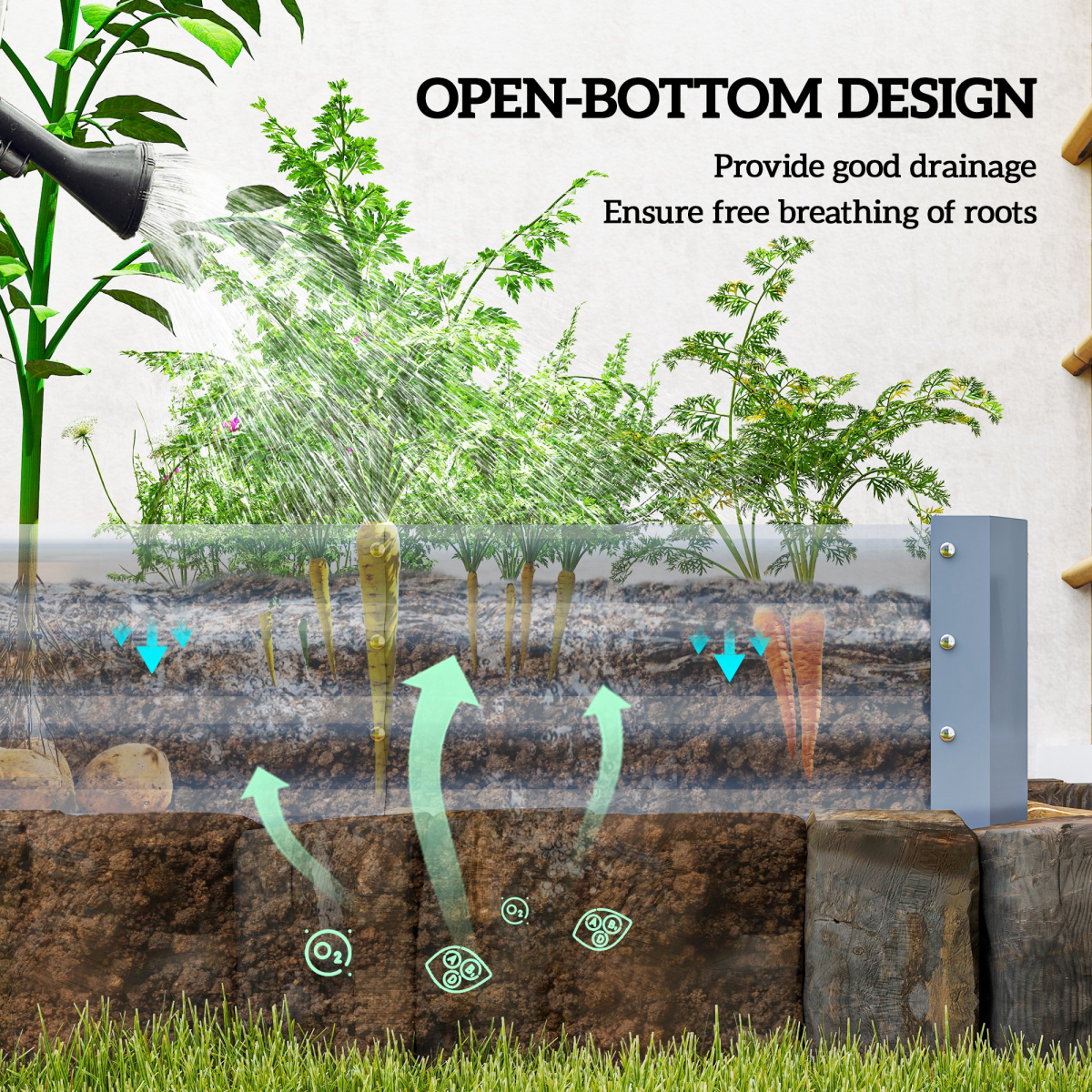Outsunny Galvanised Raised Garden Bed 240x120x30cm, Silver Grey