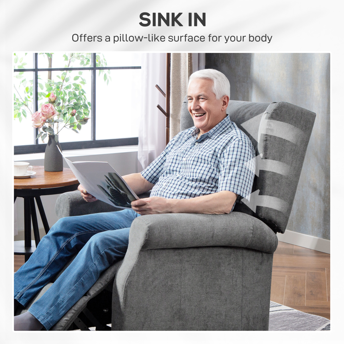 HOMCOM Power Lift Recliner Chair with Remote, Charcoal Grey