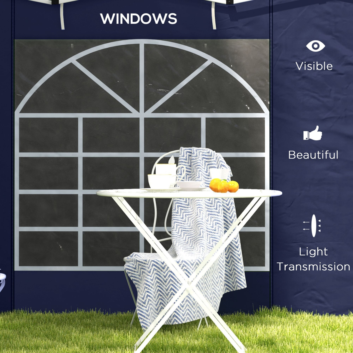 Outsunny Blue Gazebo Side Panels Replacement for 3x3m/3x6m Canopy, 2 Pack