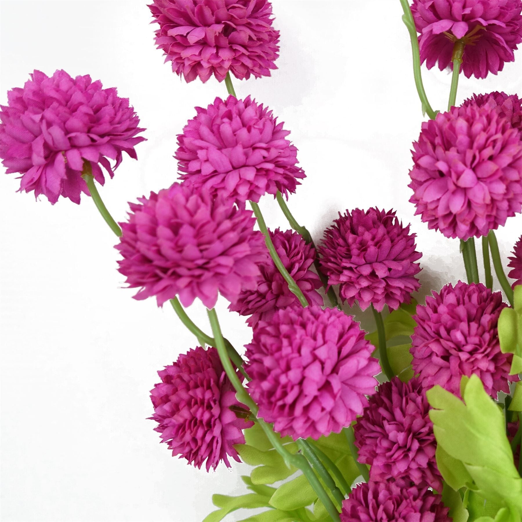 Leaf 50cm Pink Artificial Dahlia Pompom Spray with 5 Blooms