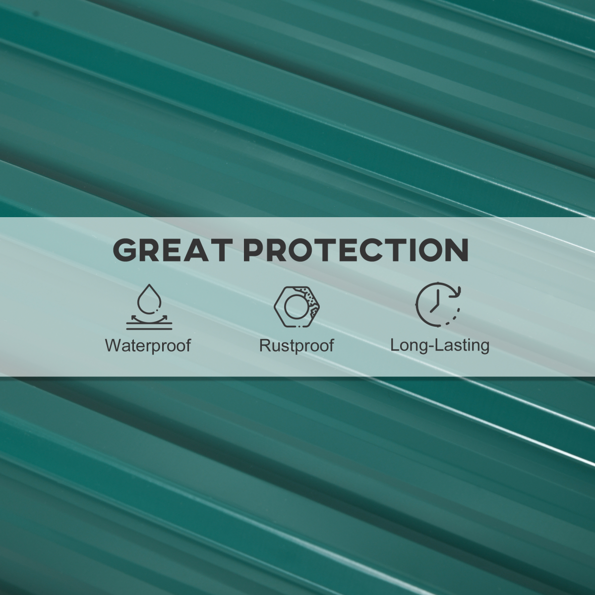 Outsunny Pack of 12 Galvanised Steel Roofing Sheets, Green