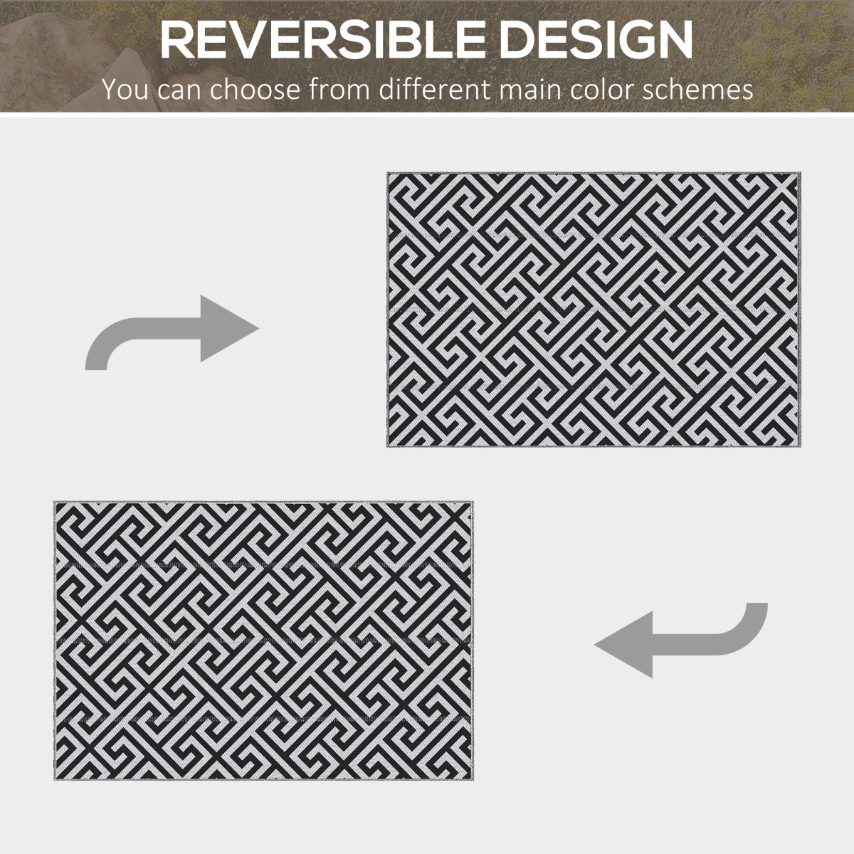 Reversible Foldable Outdoor Rug for RV, Camping, 152x243cm