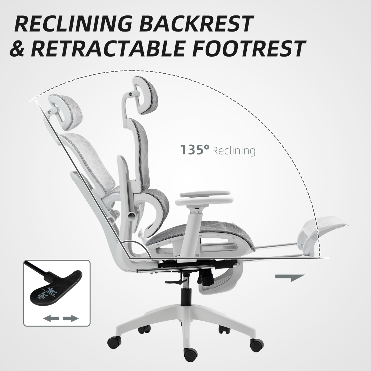 HOMCOM Ergonomic Mesh Office Chair, Swivel, Adjustable, Grey