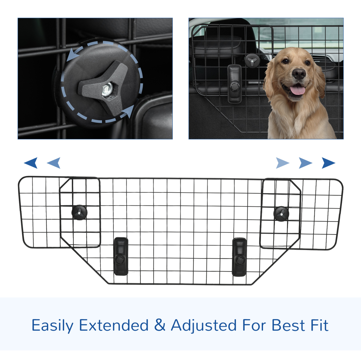 PawHut Adjustable Dog Guard for Car Boot, Metal Mesh Barrier, 90-120W x 40.5H cm