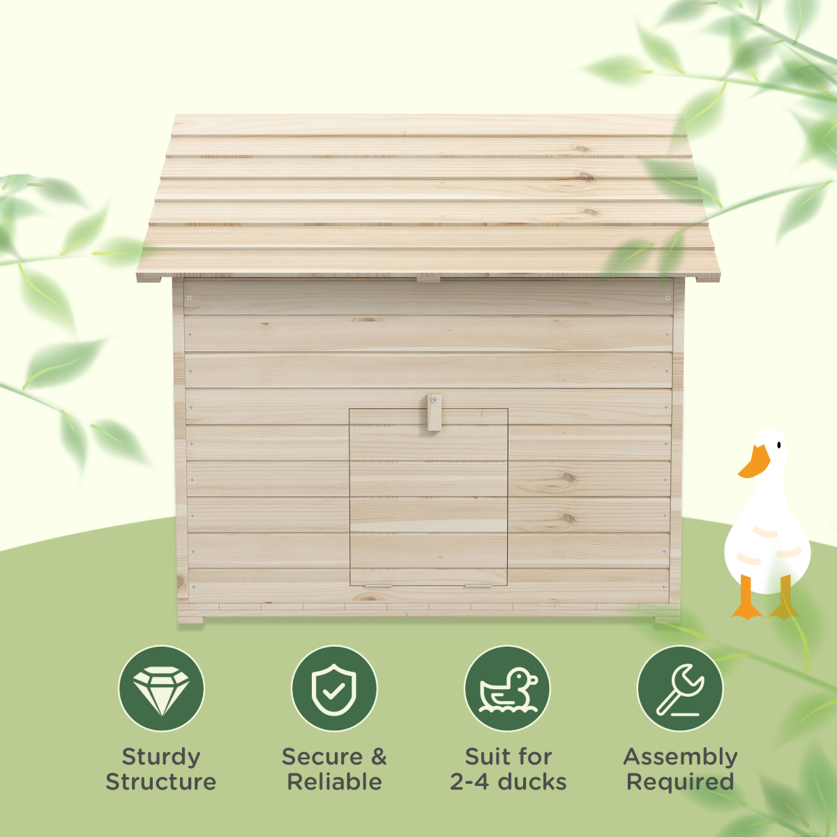 PawHut Wooden Duck House with Openable Roof, Raised Base & Air Holes