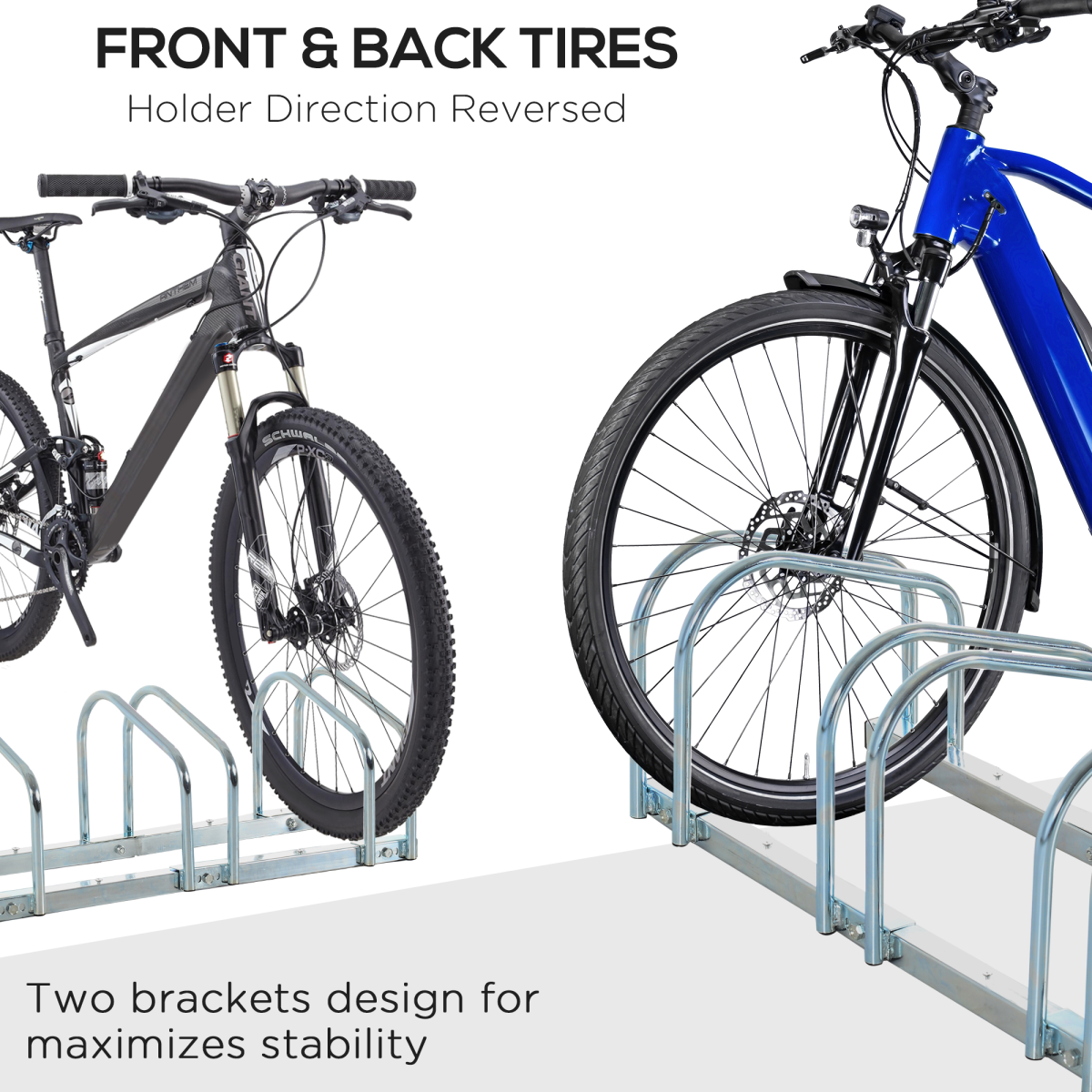 4 Bike Parking Rack Locking Storage Stand, Floor or Wall Mount, Solid Steel, Detachable, Unbranded