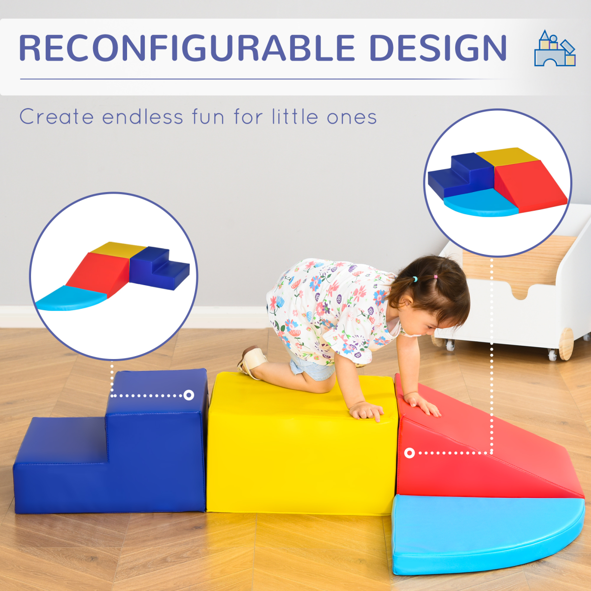 HOMCOM 4-Piece Soft Foam Toddler Climb & Crawl Play Set
