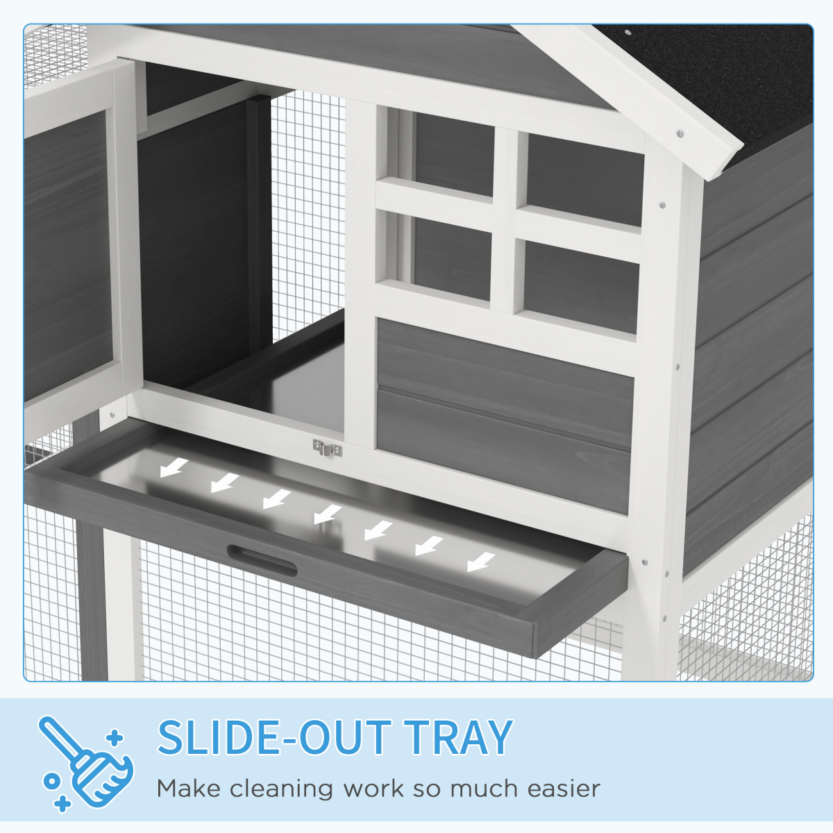 122cm Wooden Rabbit Hutch with Outdoor Run, Ladder and Pull-Out Tray