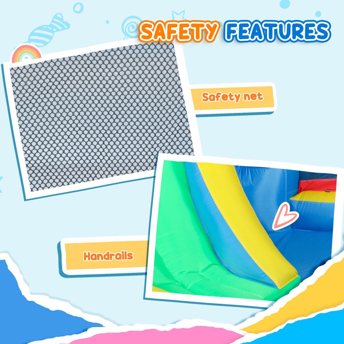 AIYAPLAY 5-in-1 Inflatable Bouncy Castle, 550W Blower Included
