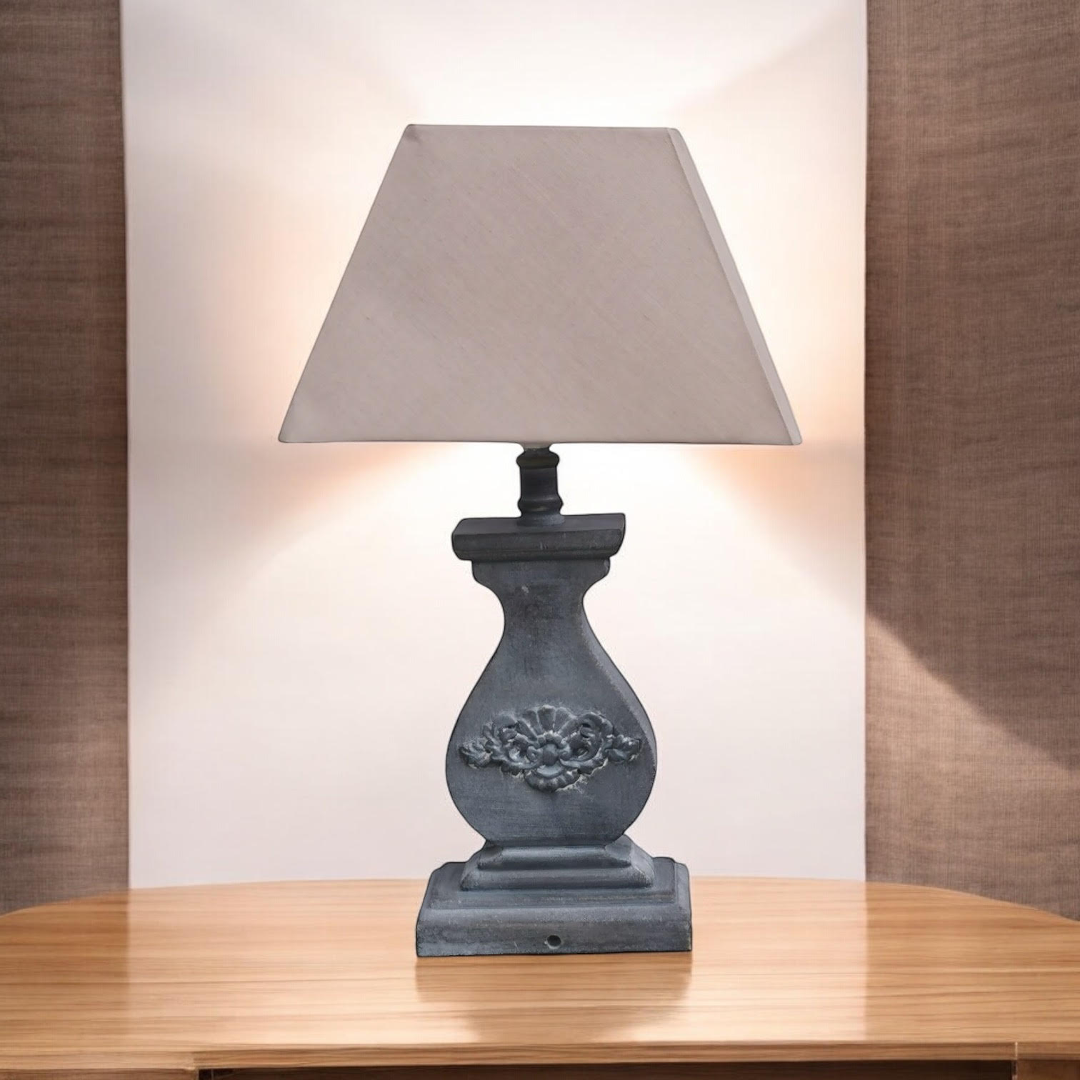 MSL 43cm Traditional Table Lamp with Linen Shade, Inline Rocker Switch, Double Insulated