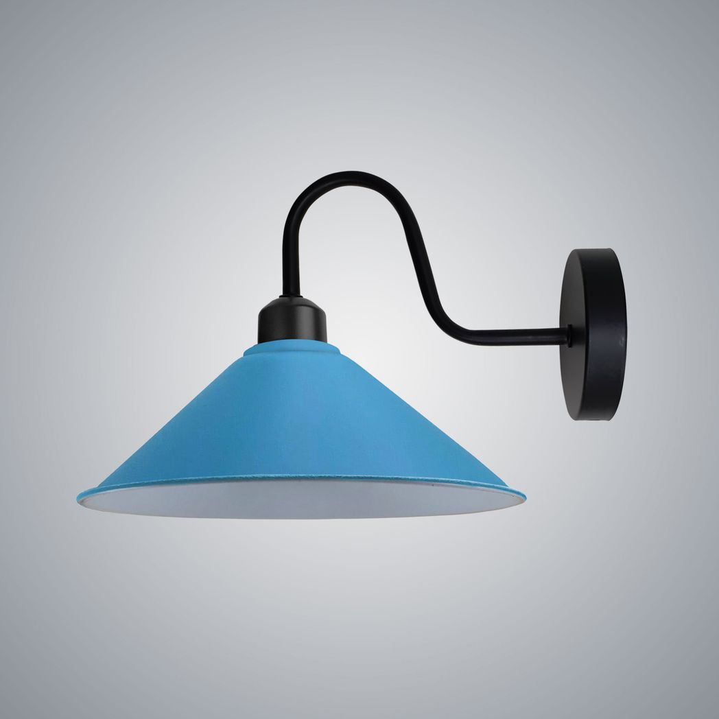 Vintage E27 Wall Sconce, Cone Shade Swan Neck, Indoor Hardwired