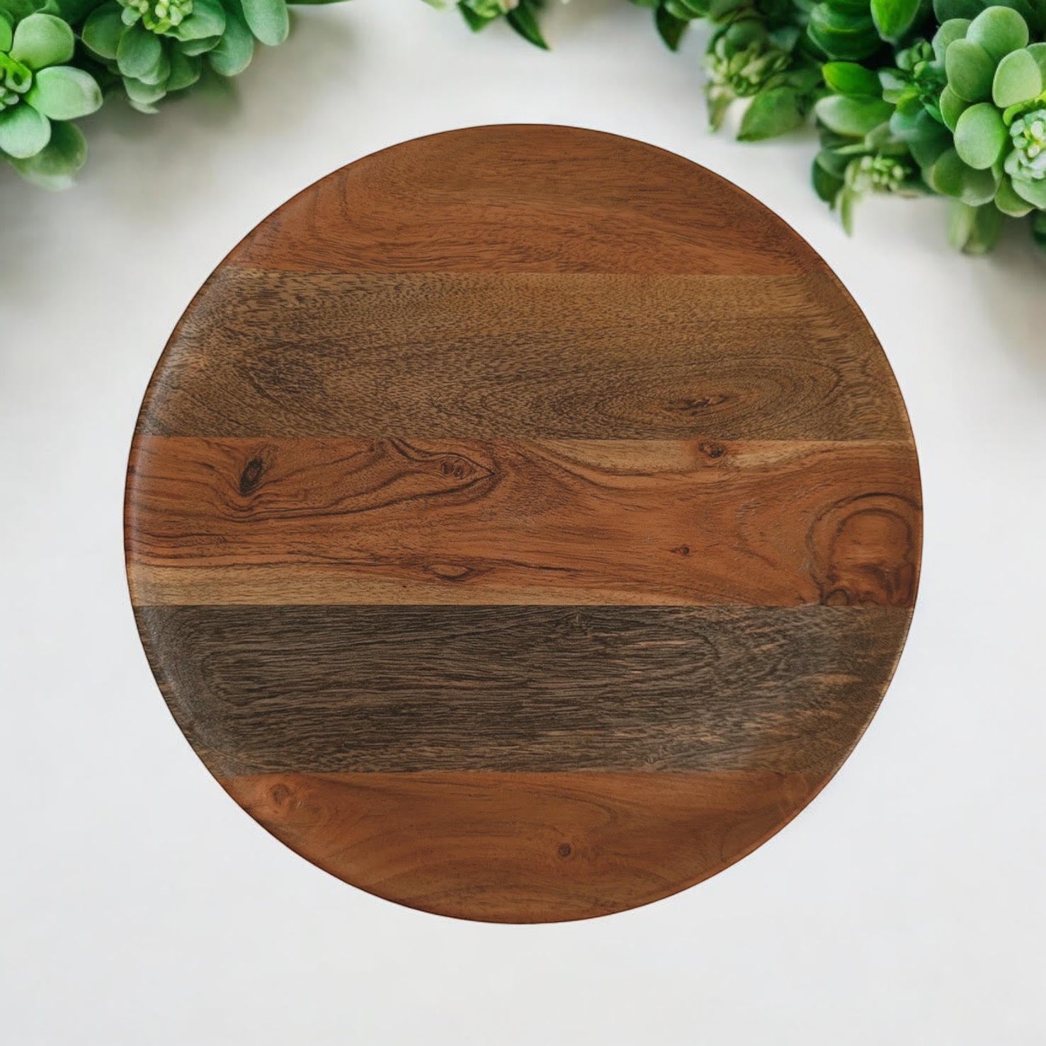 MSL 28cm Wooden Serving Plate, Hand Finished, Wipe Clean with Damp Cloth