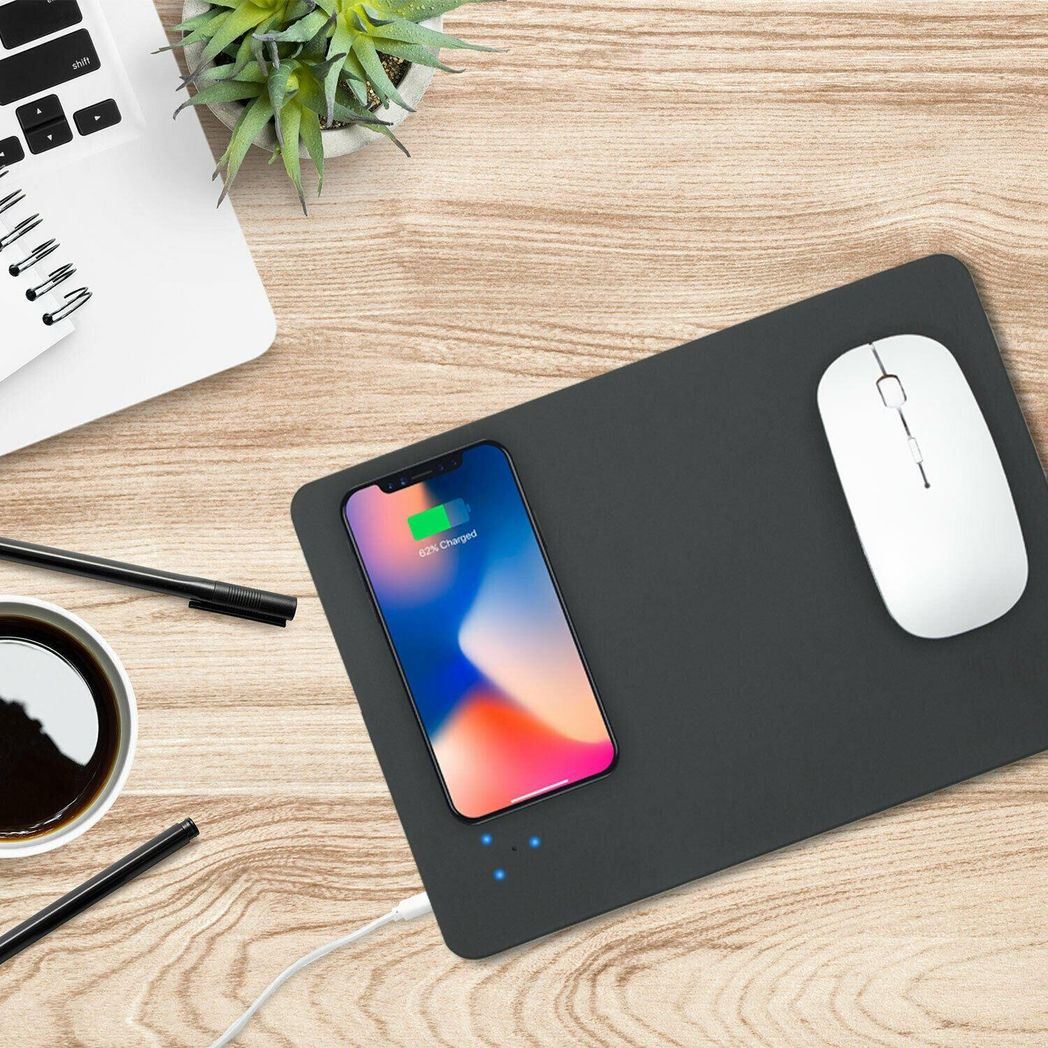 Aquarius Wireless Charging Pad for Mouse and Cell Phone charging, Black