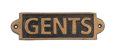 MSL Gents Metal Door Sign, Hand Finished, Small Slim Metal Sign