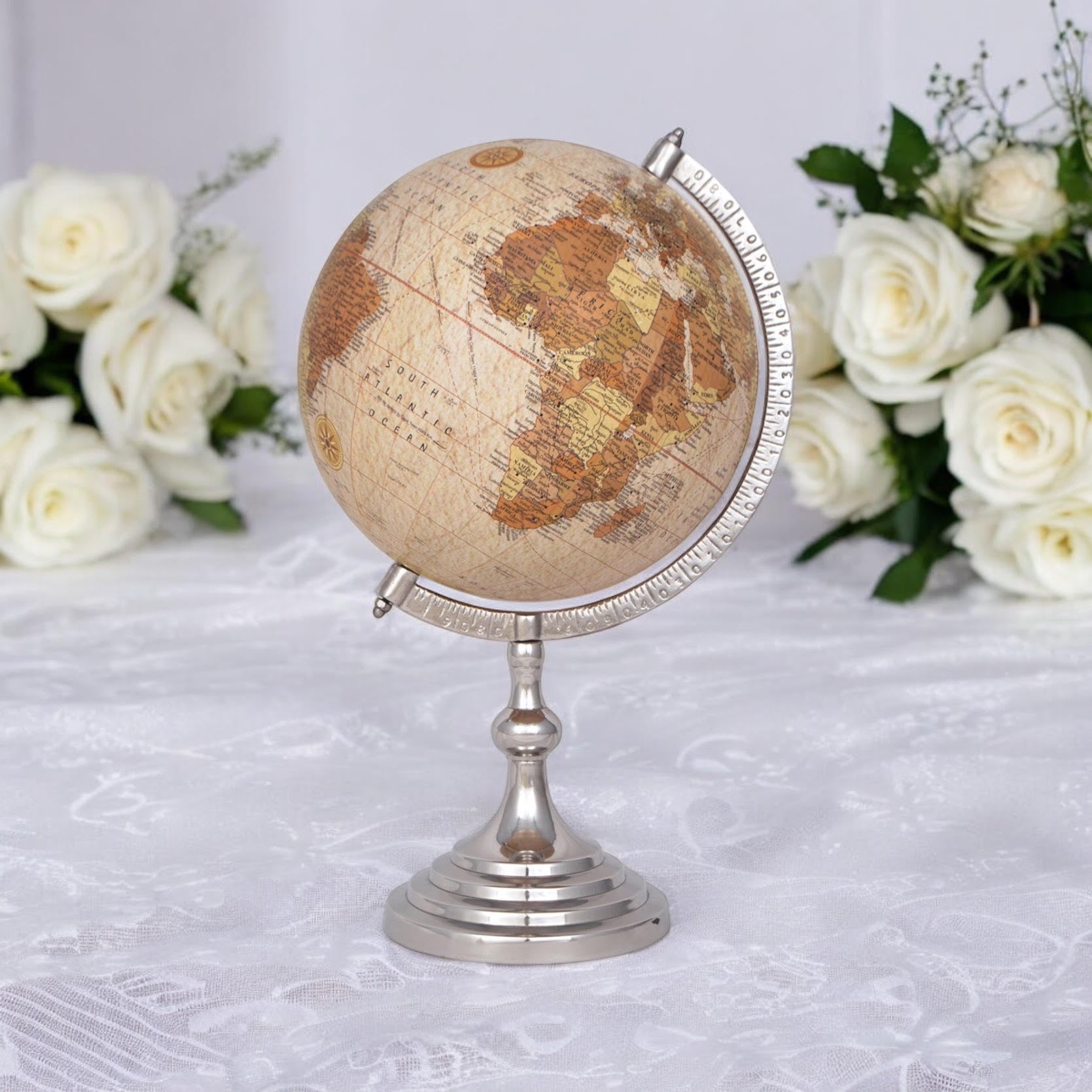 MSL 50cm Decorative Globe with Nickel Base, Hand Finished