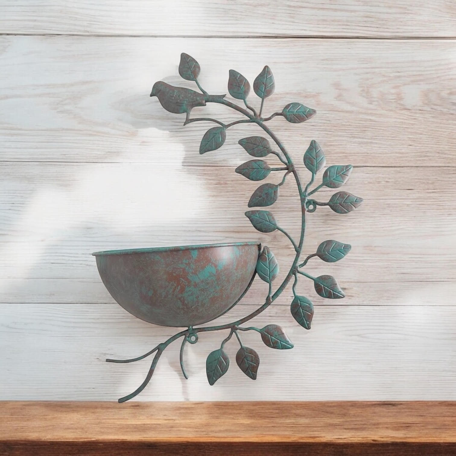 MSL 42cm Green Metal Garden Planter Pot
