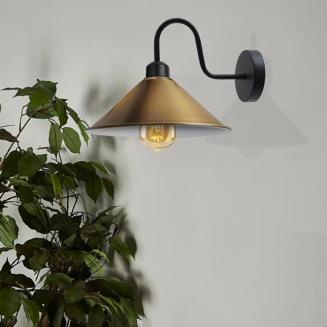 Vintage Black Brass Wall Sconce, E27 Base, Dimmable, Indoor
