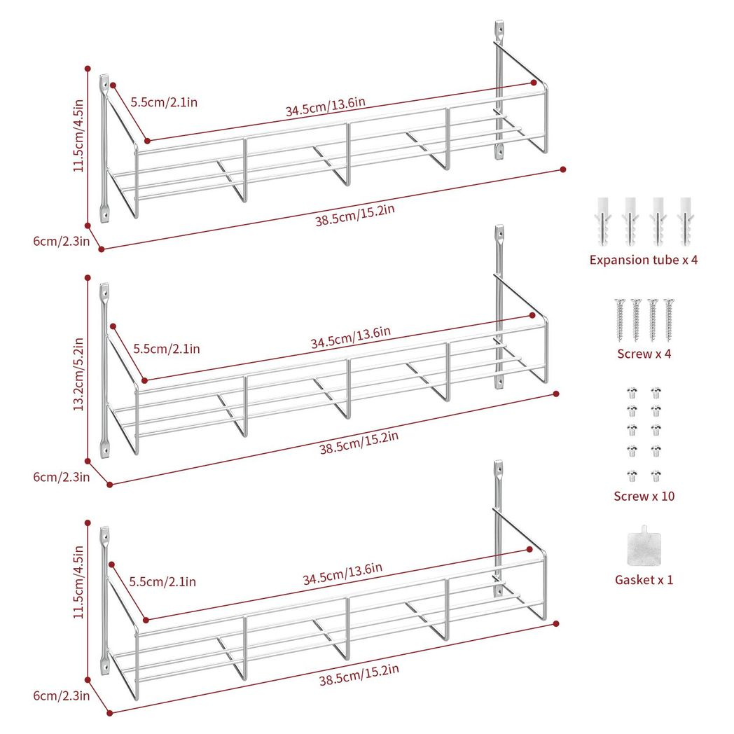 Vinsani 3 Tier Herb and Spice Rack for Organised Storage