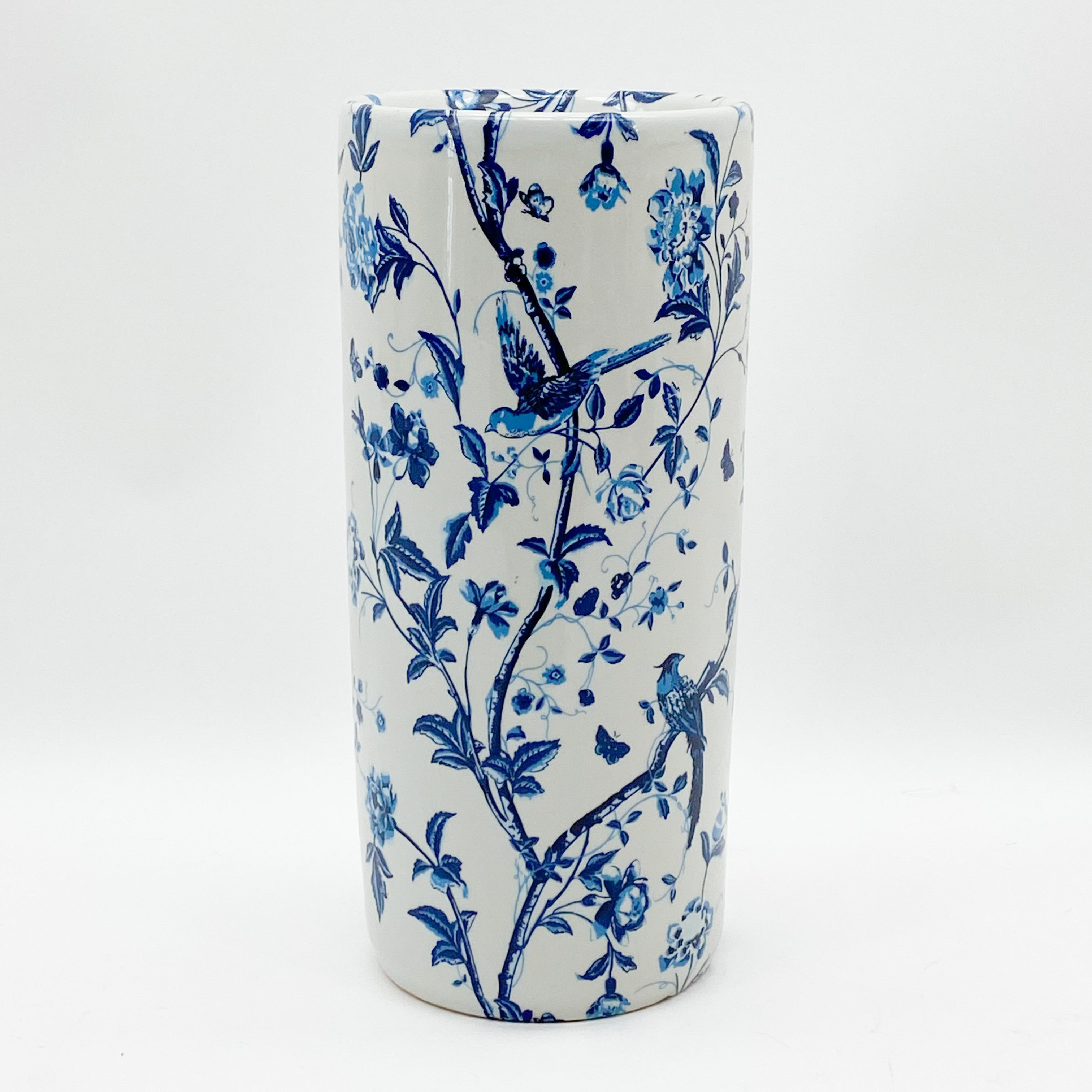 MSL 18" Round Blue & White Bird Umbrella Stand
