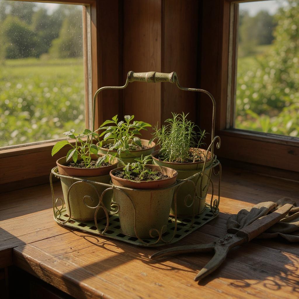 MSL Decorative Basket Pot Holder with Handle for 4 Pots, Indoor or Outdoor