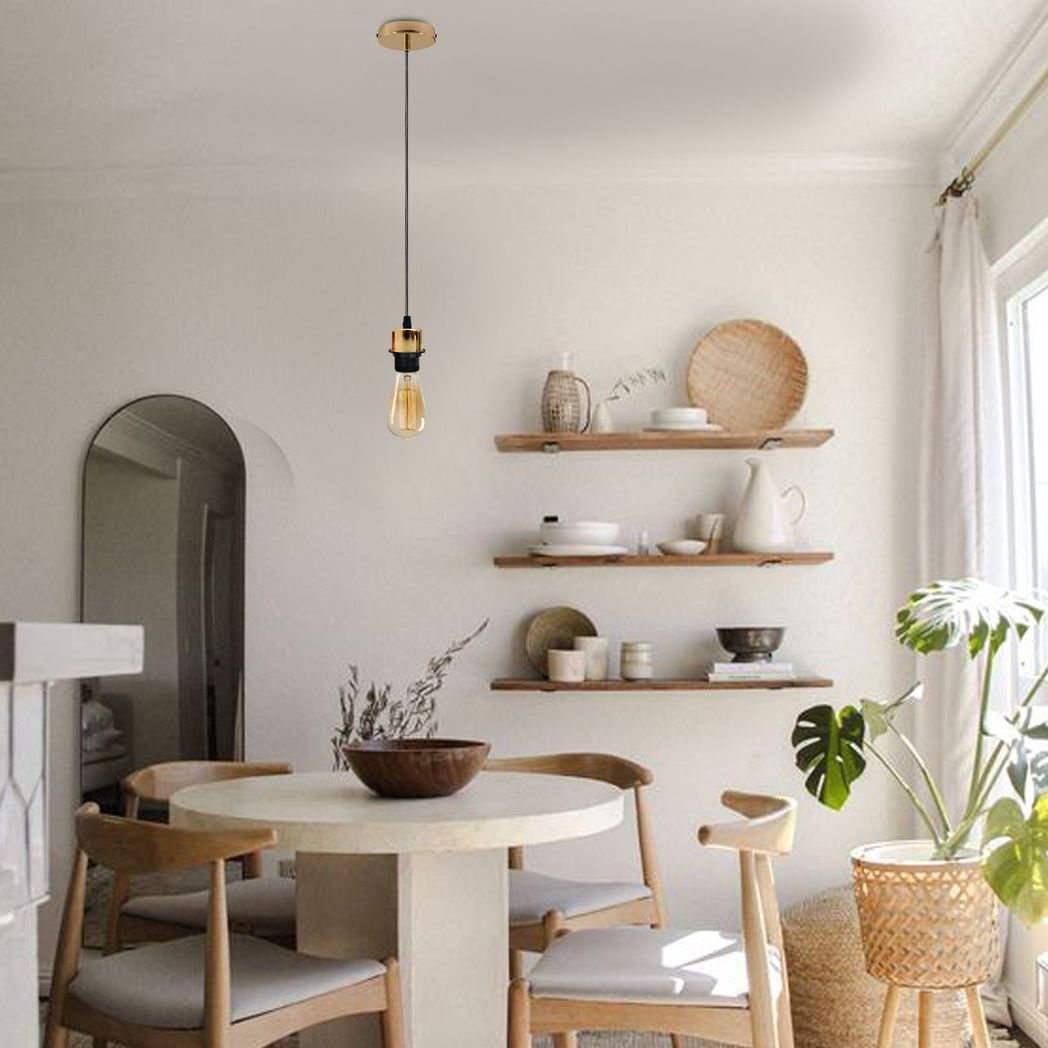 2 Pack Industrial French Gold Pendant Light Fitting, Lampshade Holder Fitting Set With PVC Cable.