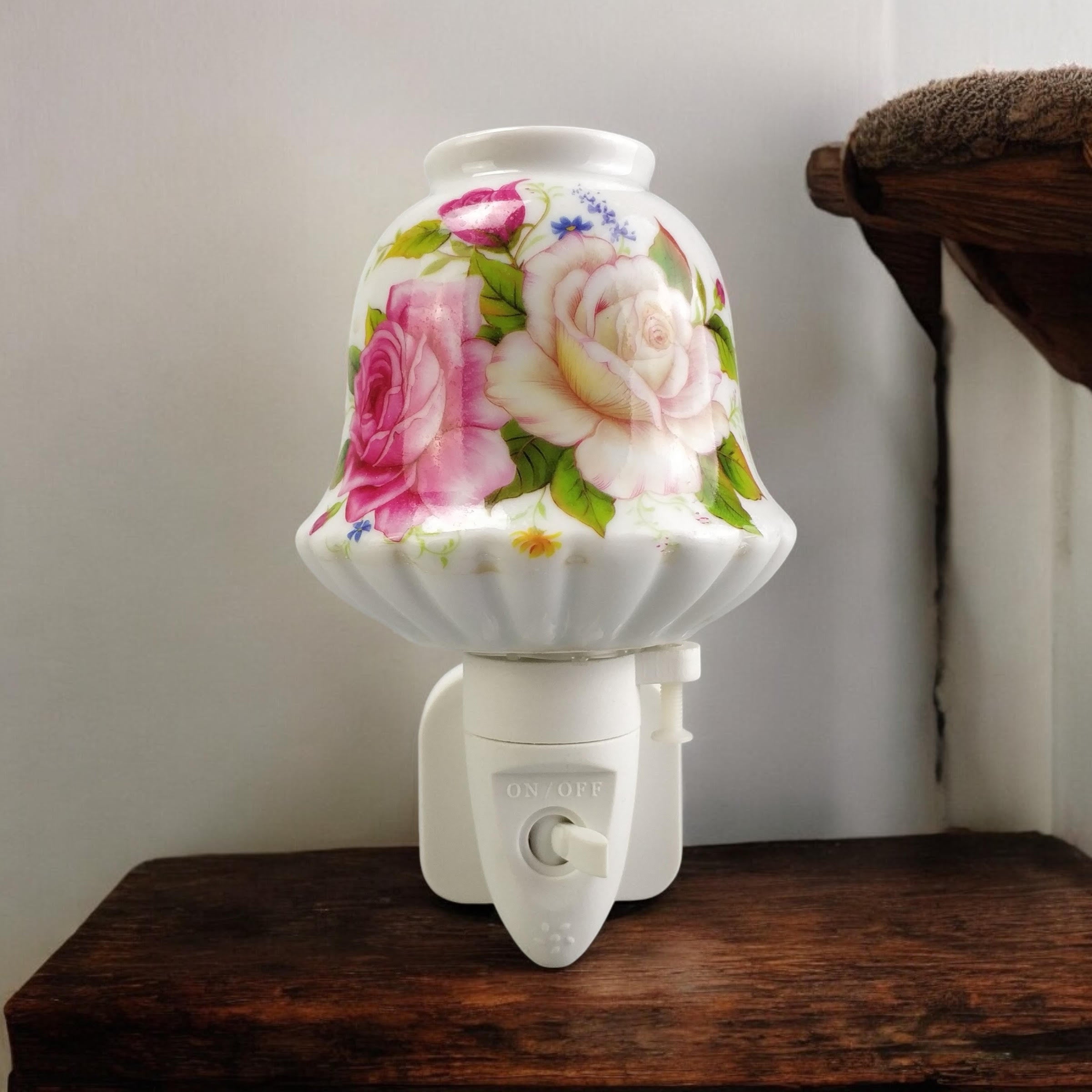 8 Inch Floral LED Nightlight with Pink and White Flowers