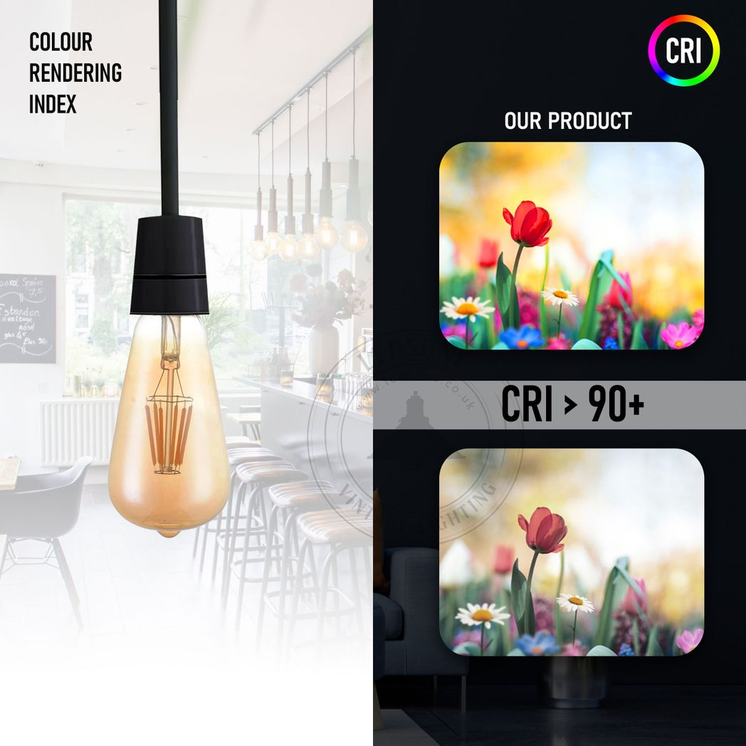 2Pack E27 LED Edison Dimmable Vintage Amber Glass Warm white 2700K Light Bulb