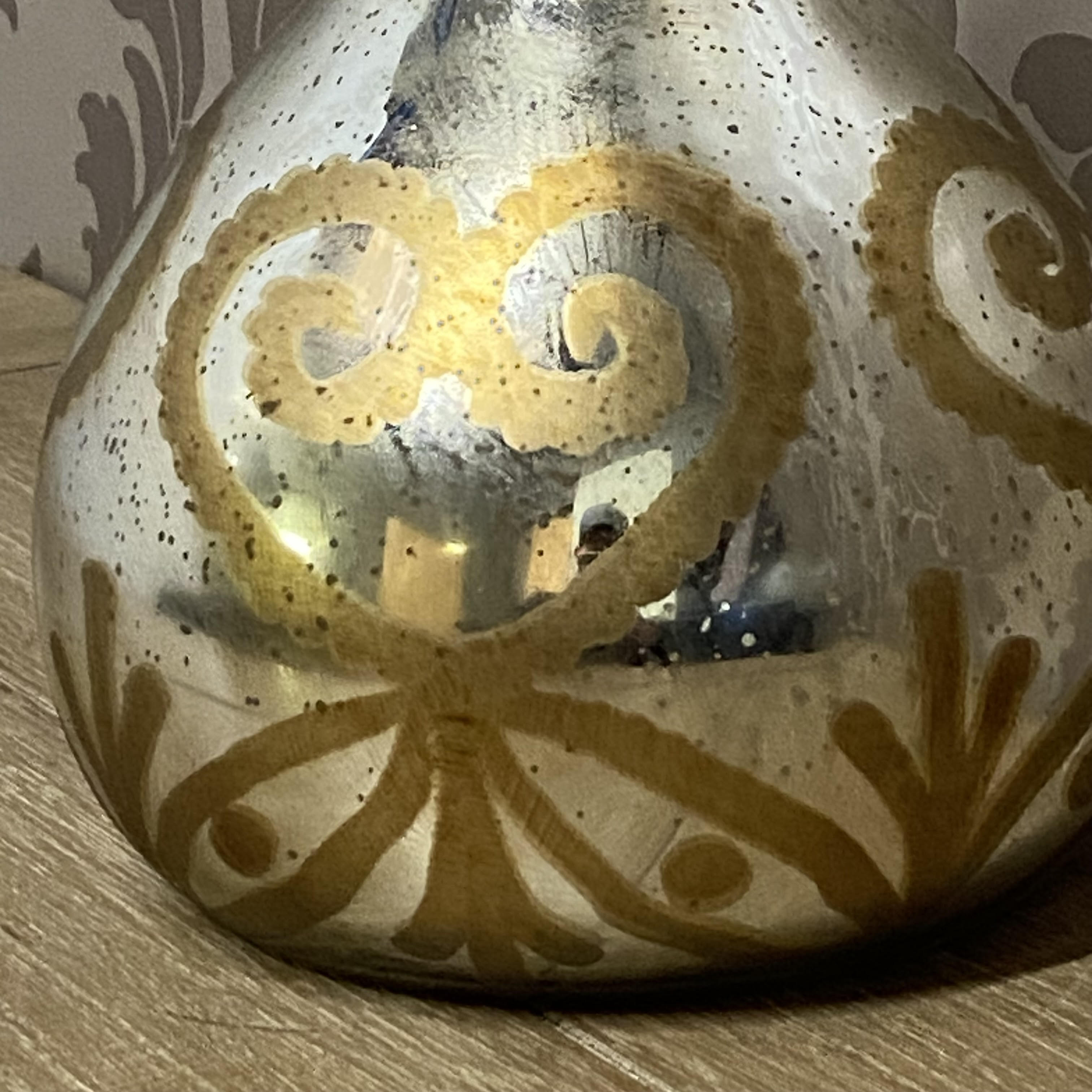 9 Antique Silver Glass Decorative Vase
