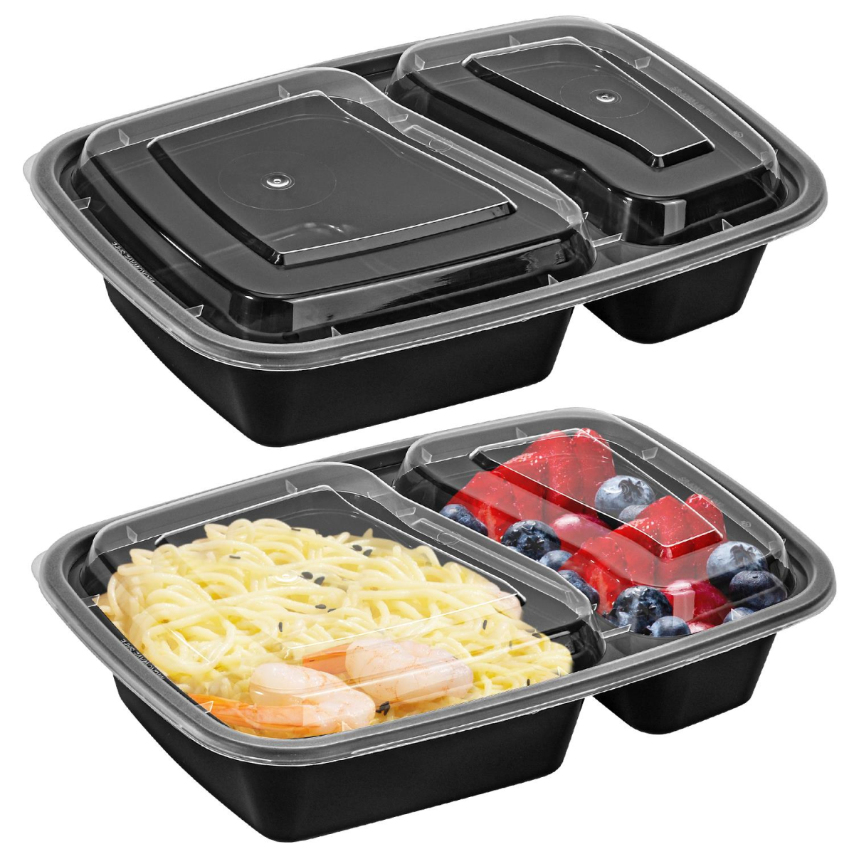 Vinsani 10 Pack 2 Compartment Meal Prep Containers, Airtight Leak-Resistant Lids, 30 oz, BPA-Free Plastic, Microwave, Freezer and Dishwasher Safe