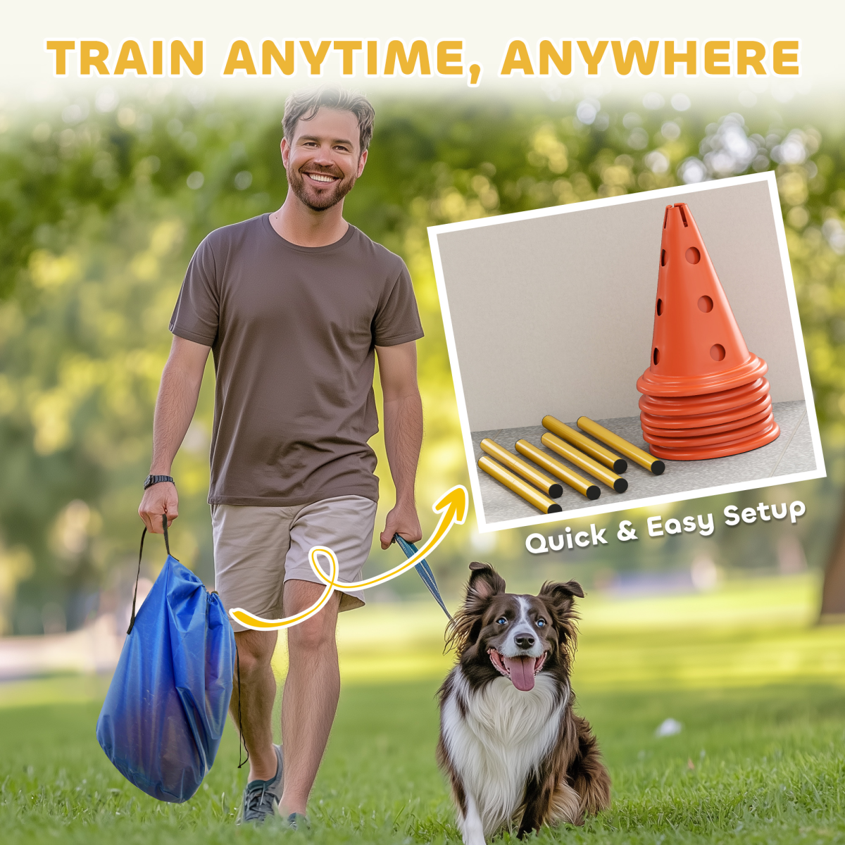 PawHut 3-Piece Adjustable Dog Agility Jump Set Training Obstacles