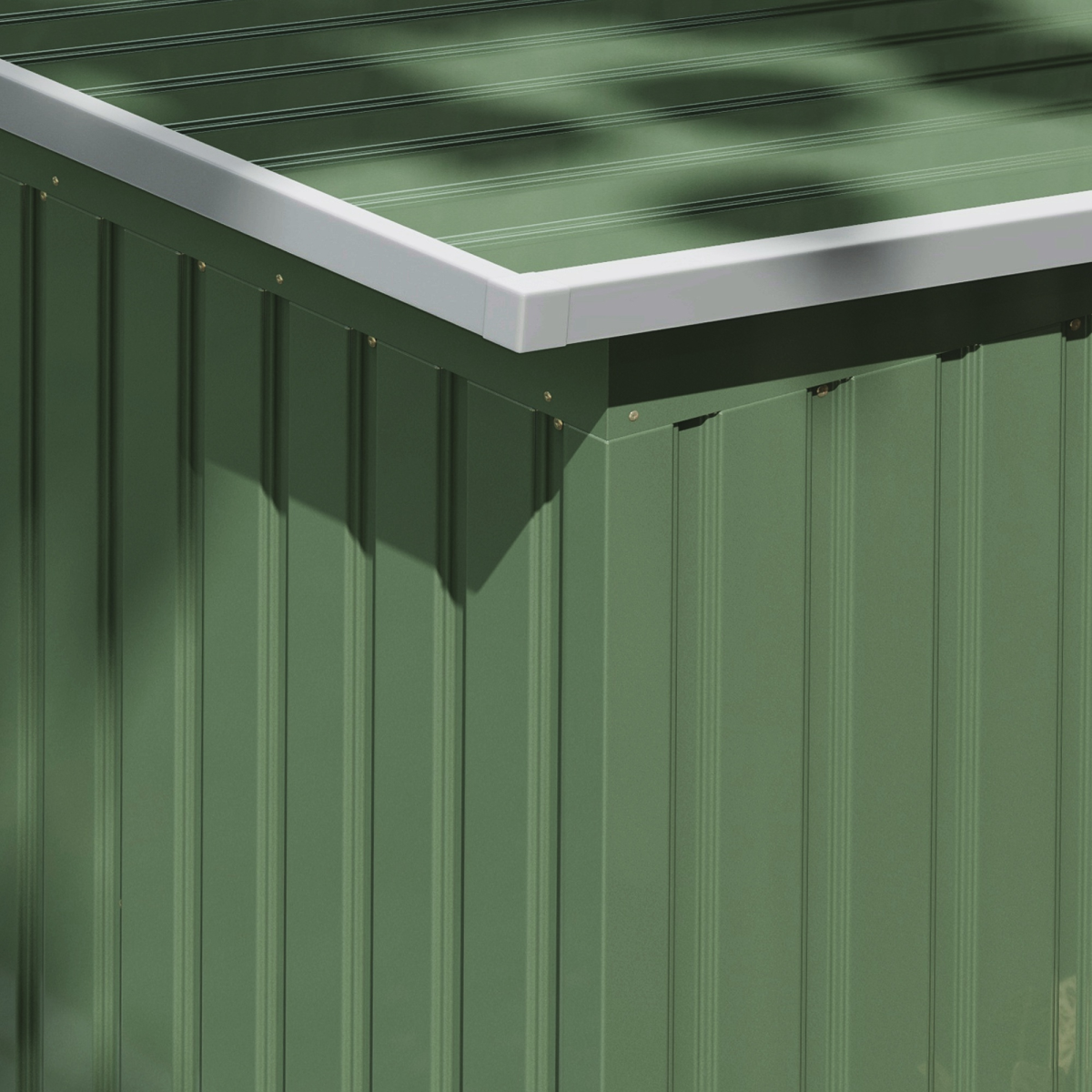 Outsunny 9ft x 4.25ft Corrugated Metal Shed with Foundation, Vent Windows, Sliding Lockable Double Doors, Green