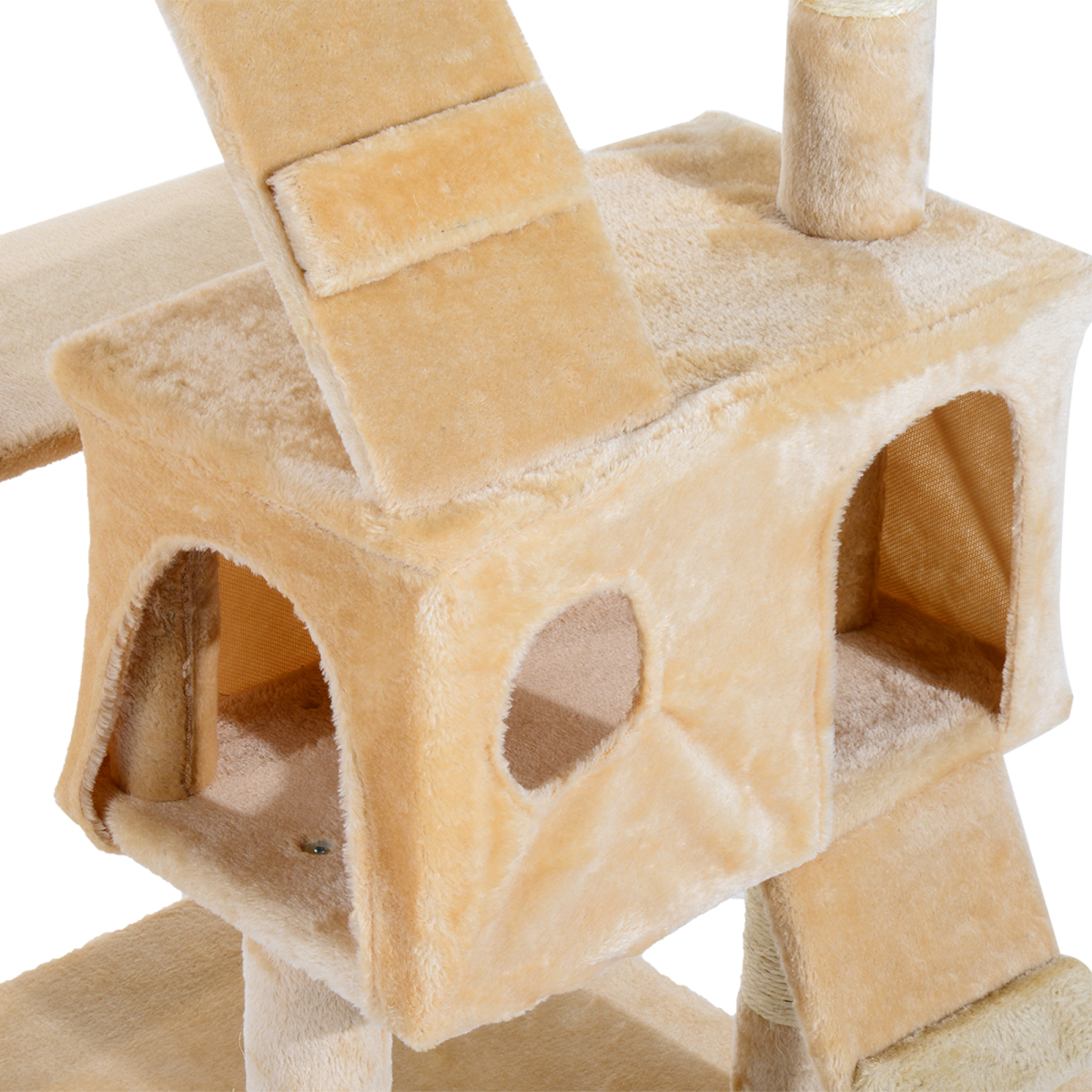 Pawhut 170CM Multi-Level Cat Tree Scratching Post with 3 Top Perches, 2 Condos, 2 Ladders and 3 Dangling Toys