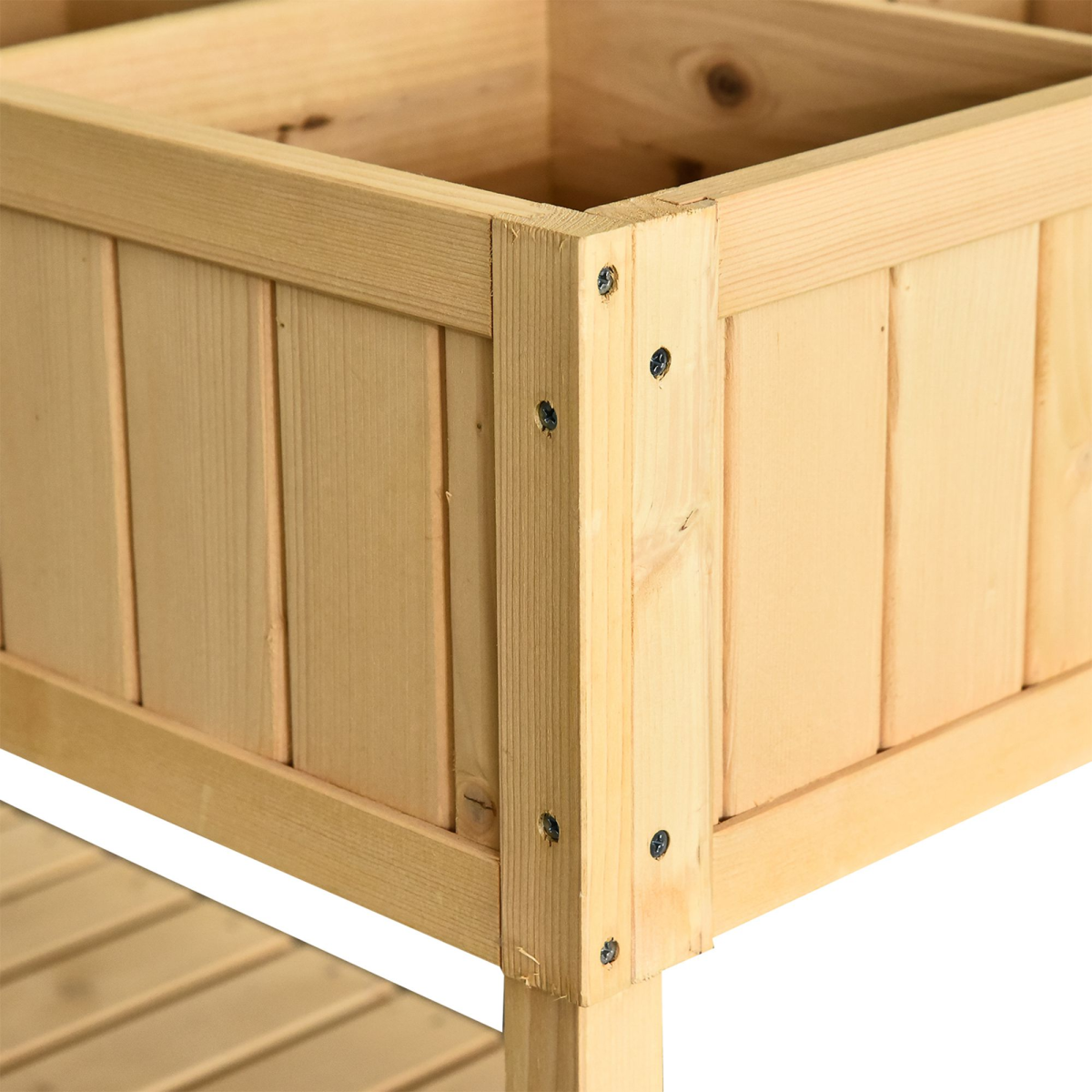 Outsunny Fir Wood 8-Compartment Raised Plant Stand with Shelf