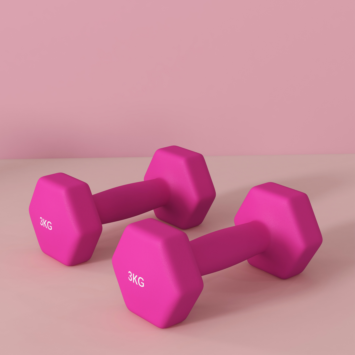 SPORTNOW 2-Piece Pink 3kg Hex Dumbbell Set with Non-Slip Grip