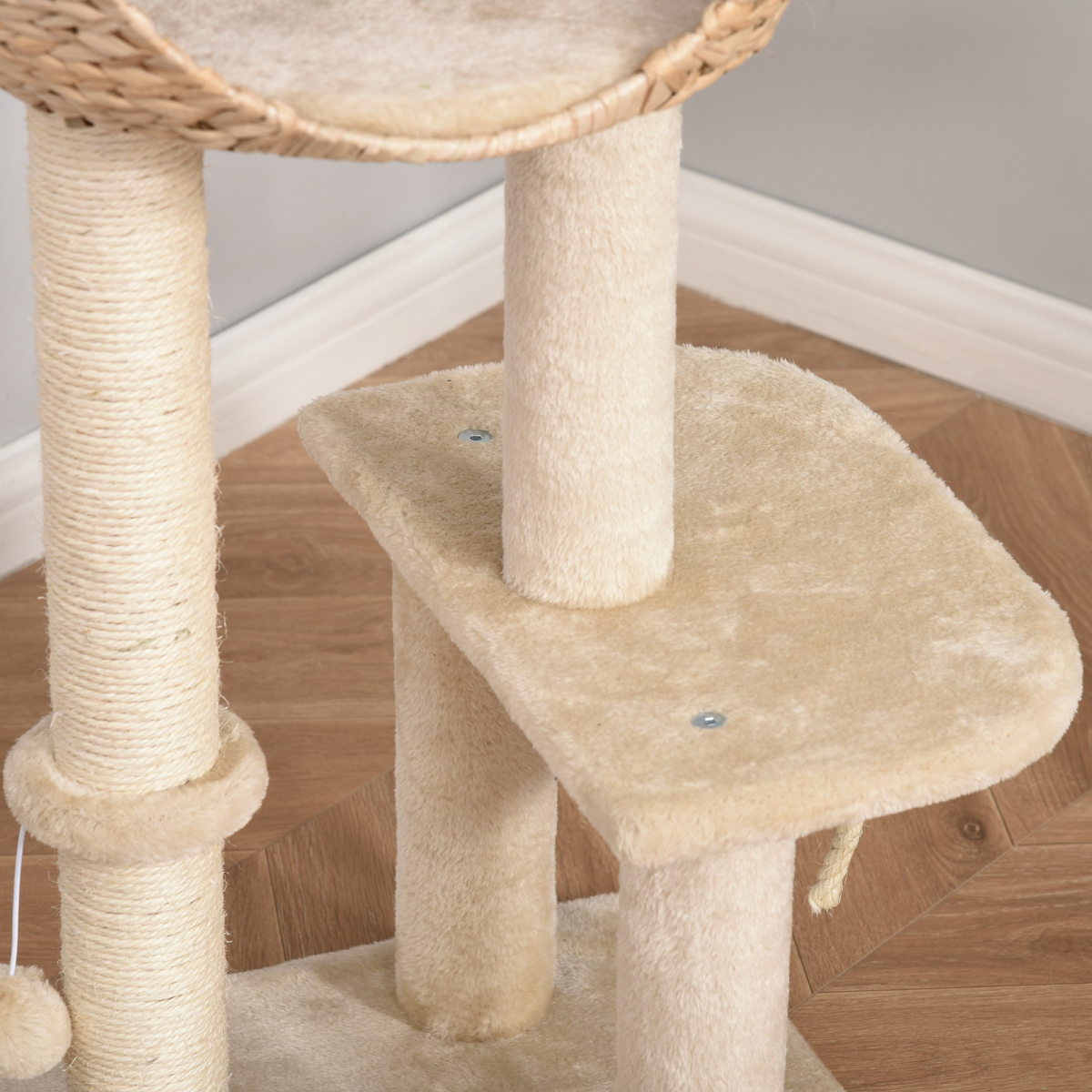 100cm Cat Tree Tower Kitten Climbing Tower W/ Scratching Post Condo Pawhut