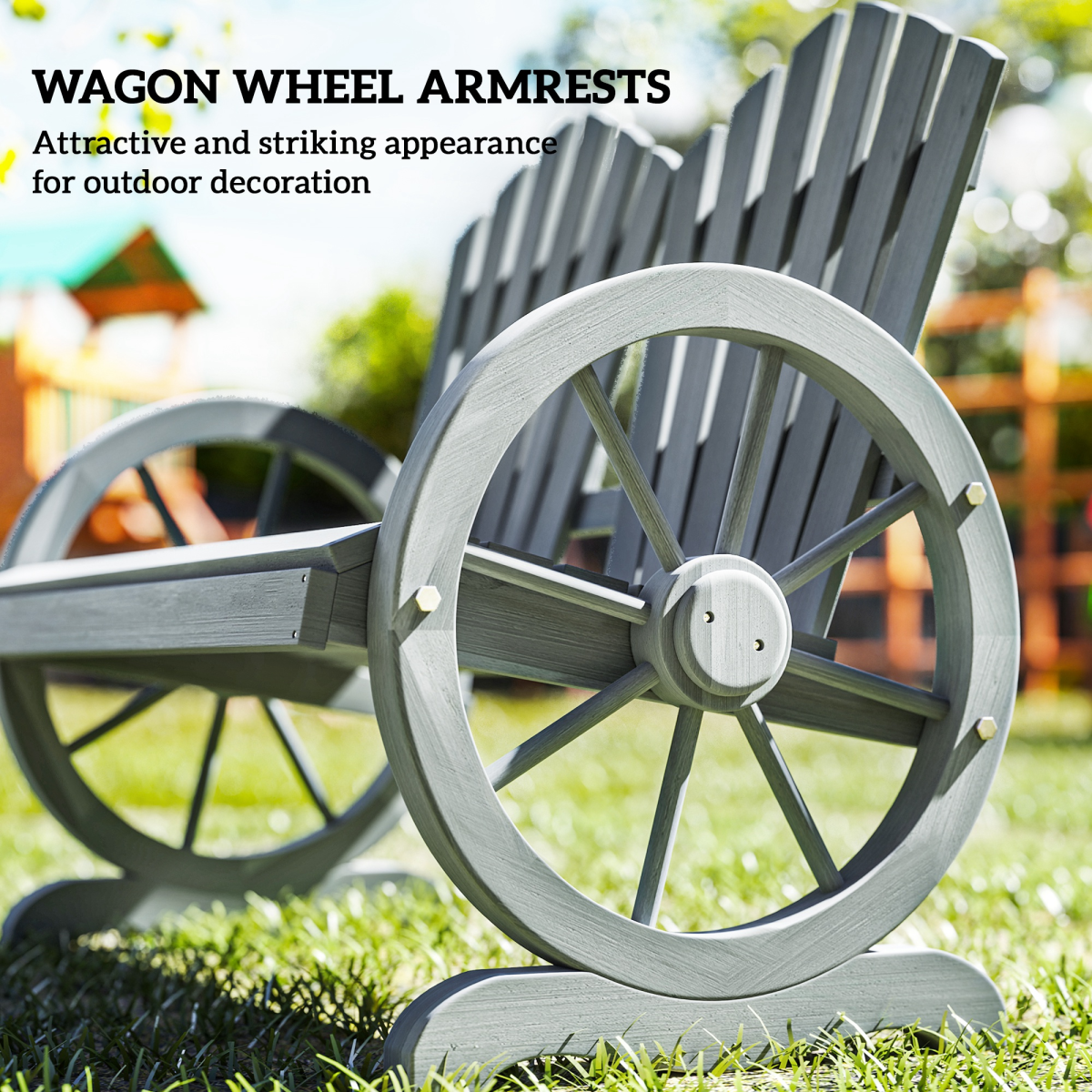 Outsunny Grey Fir Wood Outdoor Chair with Ergonomic Back Support