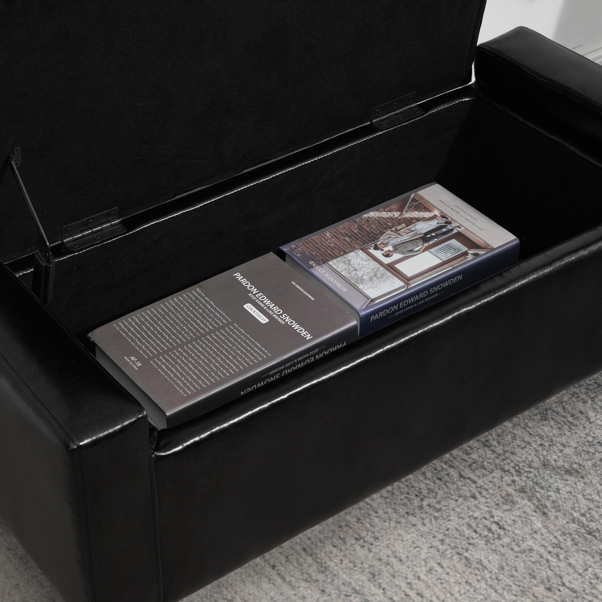 HOMCOM Faux Leather Tufted Storage Ottoman Bench with Lift-Top