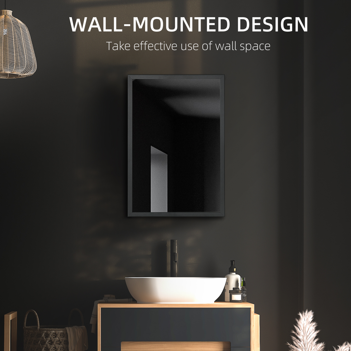 kleankin Wall-Mounted Bathroom Mirror Cabinet with Storage Shelves