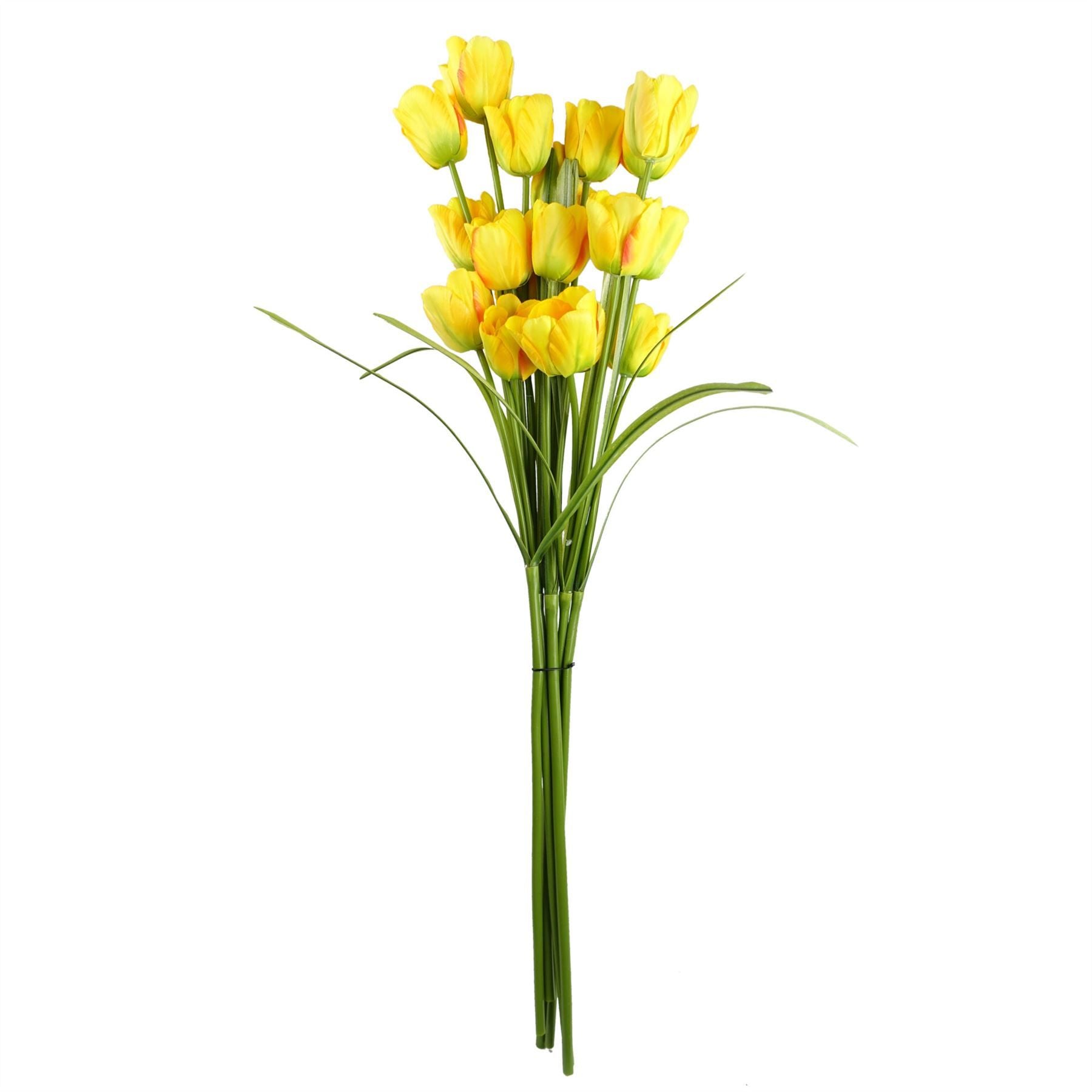 Leaf Pack of 6 80cm Artificial Yellow Tulip Stems with 3 Flowers