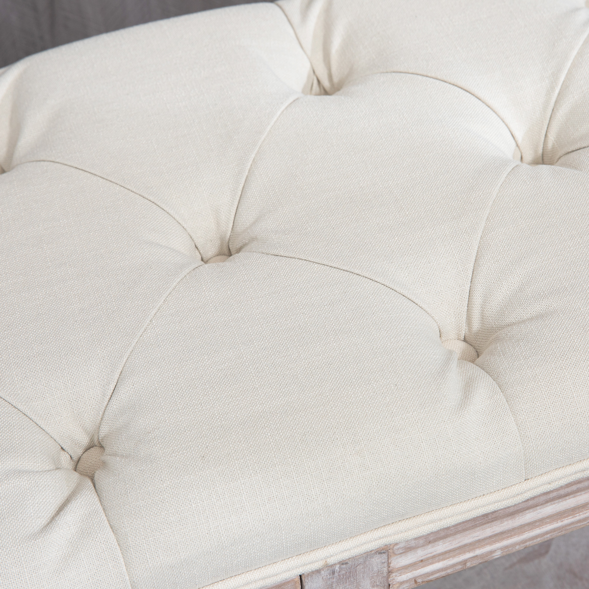 2-Tier Vintage Tufted Storage Bench, Cream White