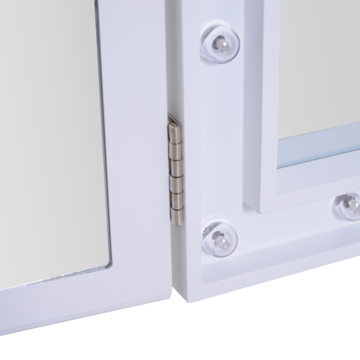 HOMCOM Tri-Fold Vanity Mirror with 16 LED Lights, White