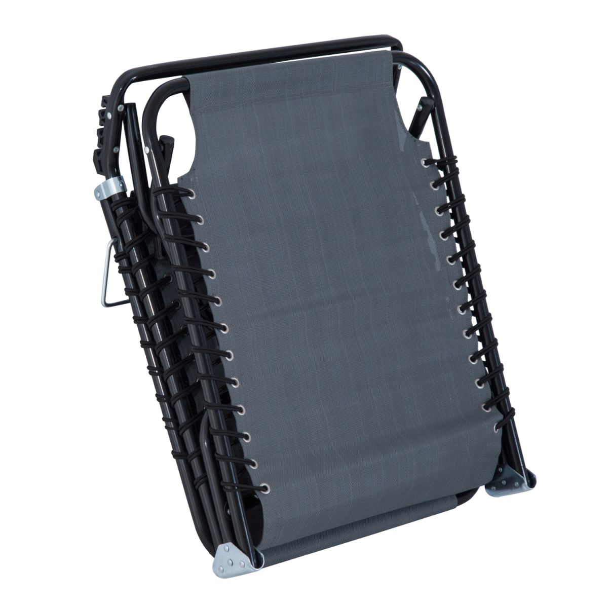 Foldable Outdoor Sun Lounger Chair with 4-Level Adjustable Backrest, Steel Frame, Texteline Seat, Outsunny