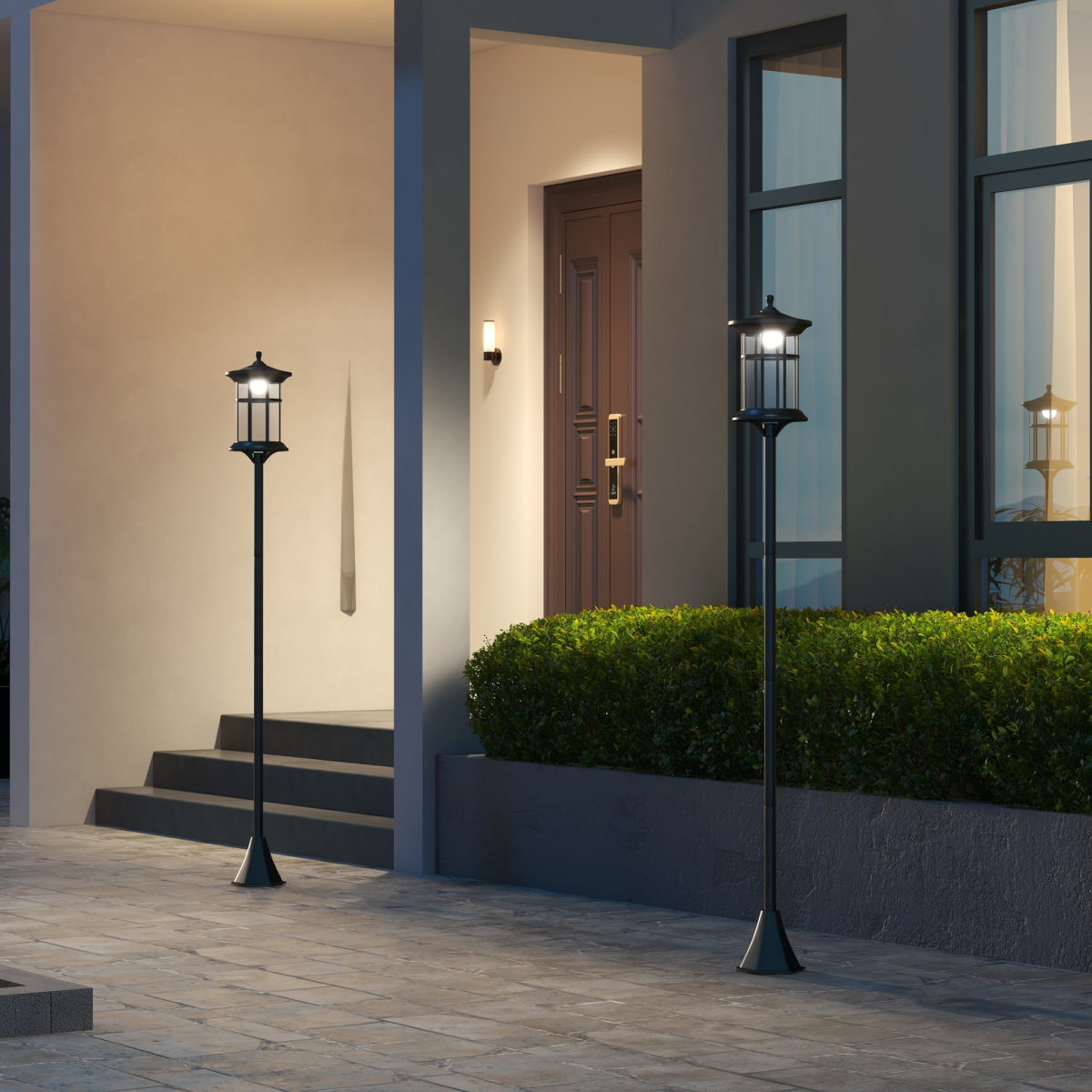 Outsunny LED Solar Outdoor Post Lights, IP44 Waterproof, Cool White, 2 Pack